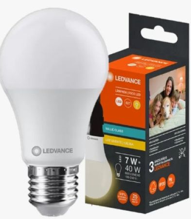 FB-15.Lampada Led E27  7W  806 BIVOLT Lumens  2700k -Luz Quente  LEDVANCED