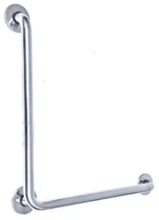 C07.Barra de Apoio em L 80cm - Aço Inox Polido   